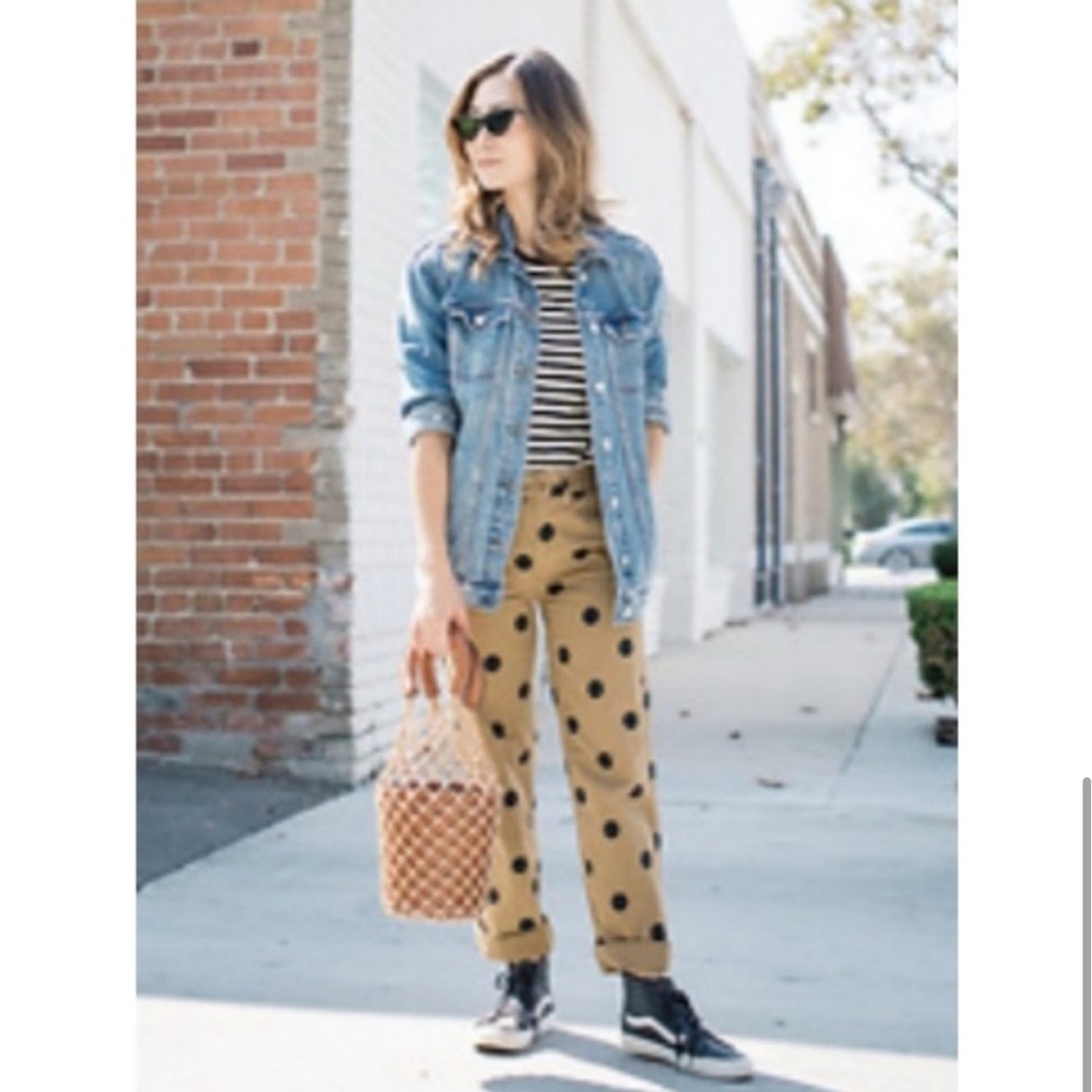 J.Crew Size 6 Chino Polka Dot Tan Khaki Pants - Picture 3 of 10